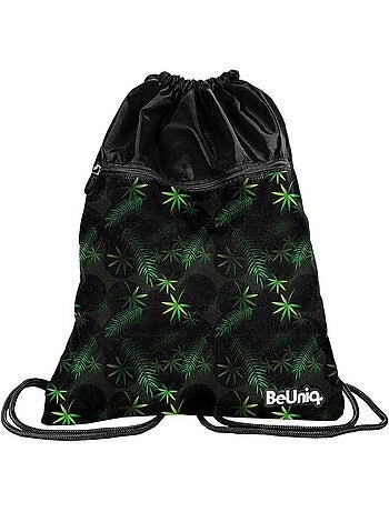Bolsa de deporte con cordón cmp verde con motivo de hojas botánicas 45 cm