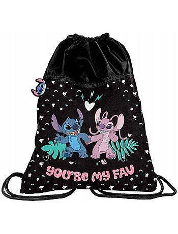 Bolsa de deporte con cordones lilo y stitch – bolsillo con cremallera – 45 x 34 cm