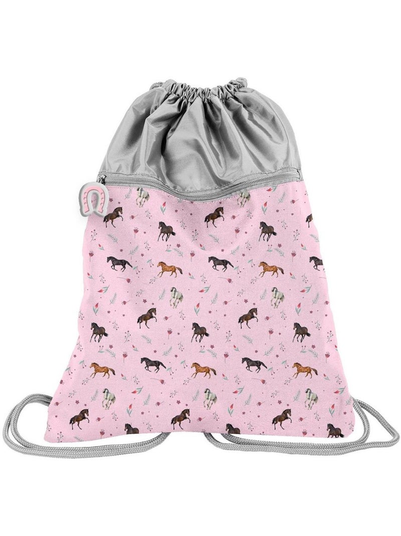 Bolsa de deporte infantil caballo con cordones tipo mochila – 45 x 34 cm Rosa - Kiabi