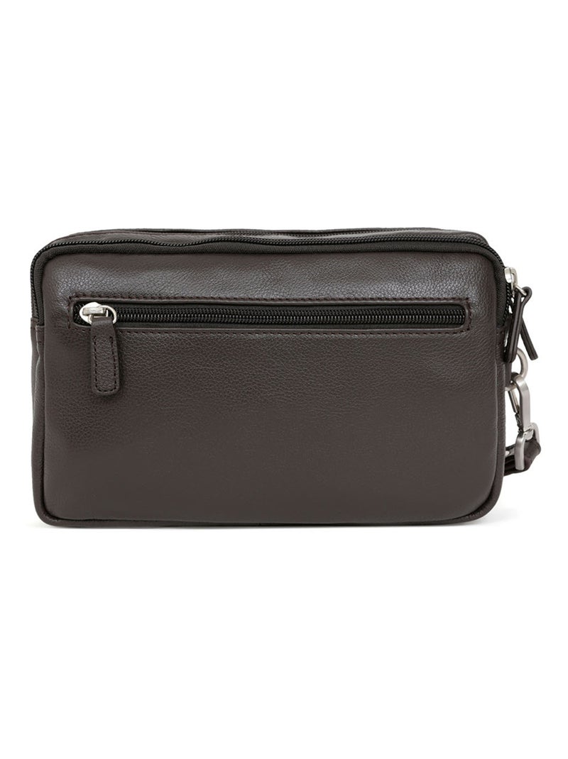 Bolsa de mano - cuero confort hexagona Marrón oscuro - Kiabi