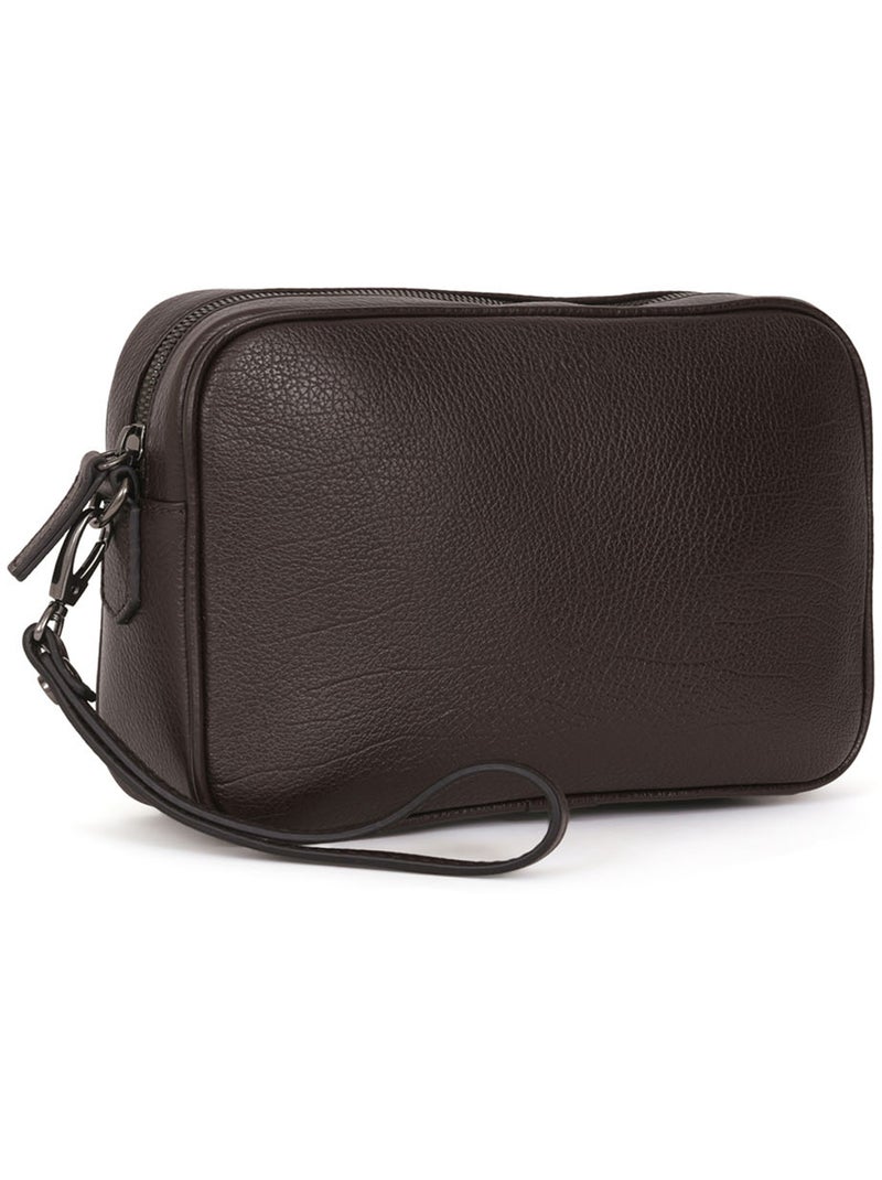 Bolsa de mano - cuero encore hexagona Marrón oscuro - Kiabi