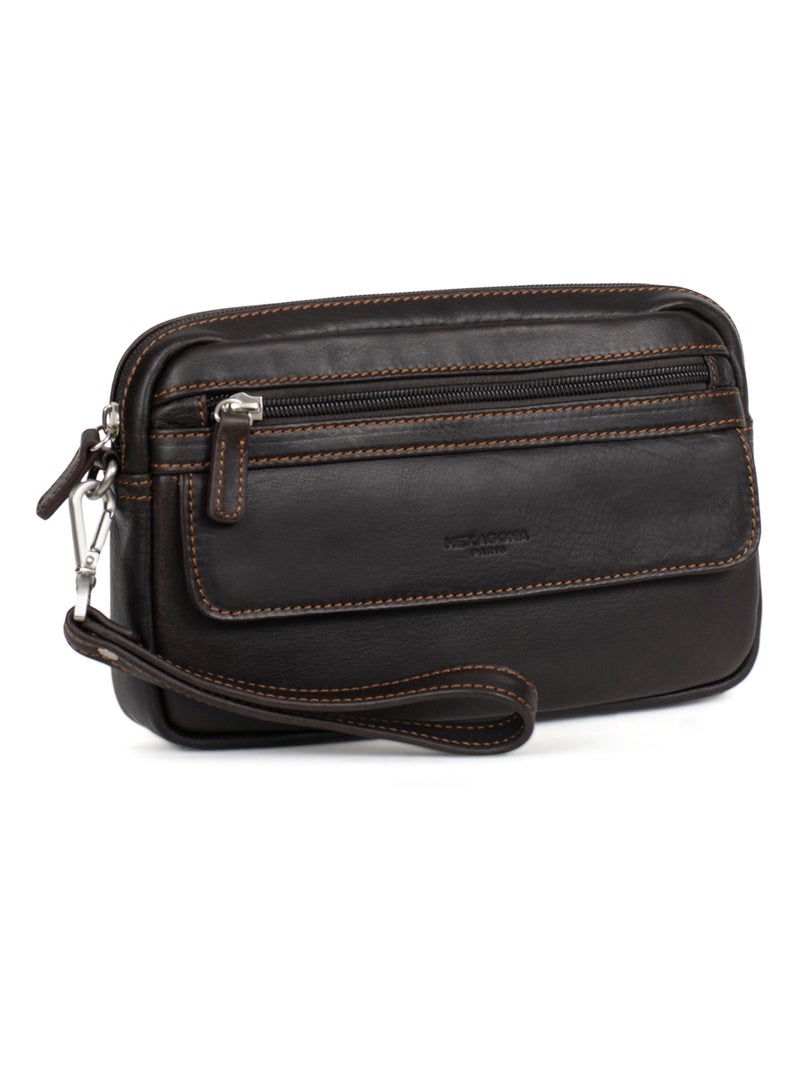 Bolsa de mano - cuero félin hexagona Marrón - Kiabi