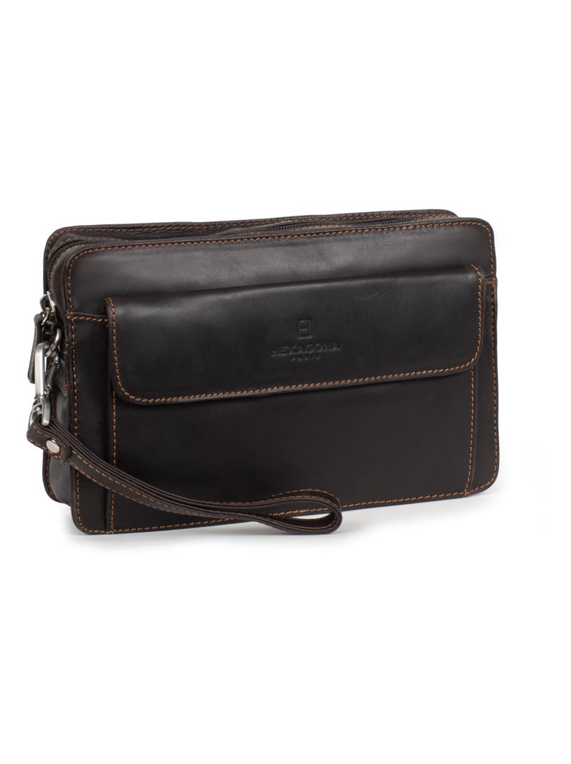 Bolsa de mano - cuero félin hexagona Marrón - Kiabi