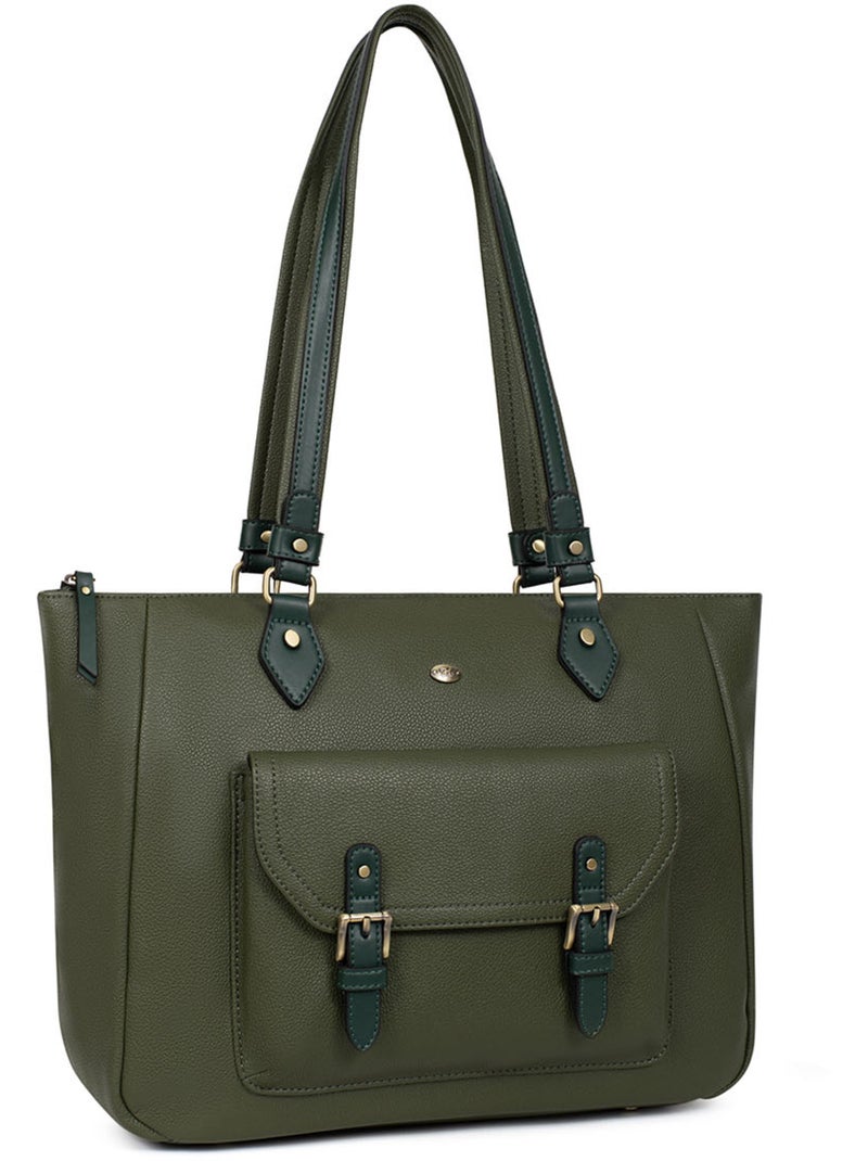 Bolsa de mano con asa para el hombro - a4 ronda hexagona Caqui - Kiabi