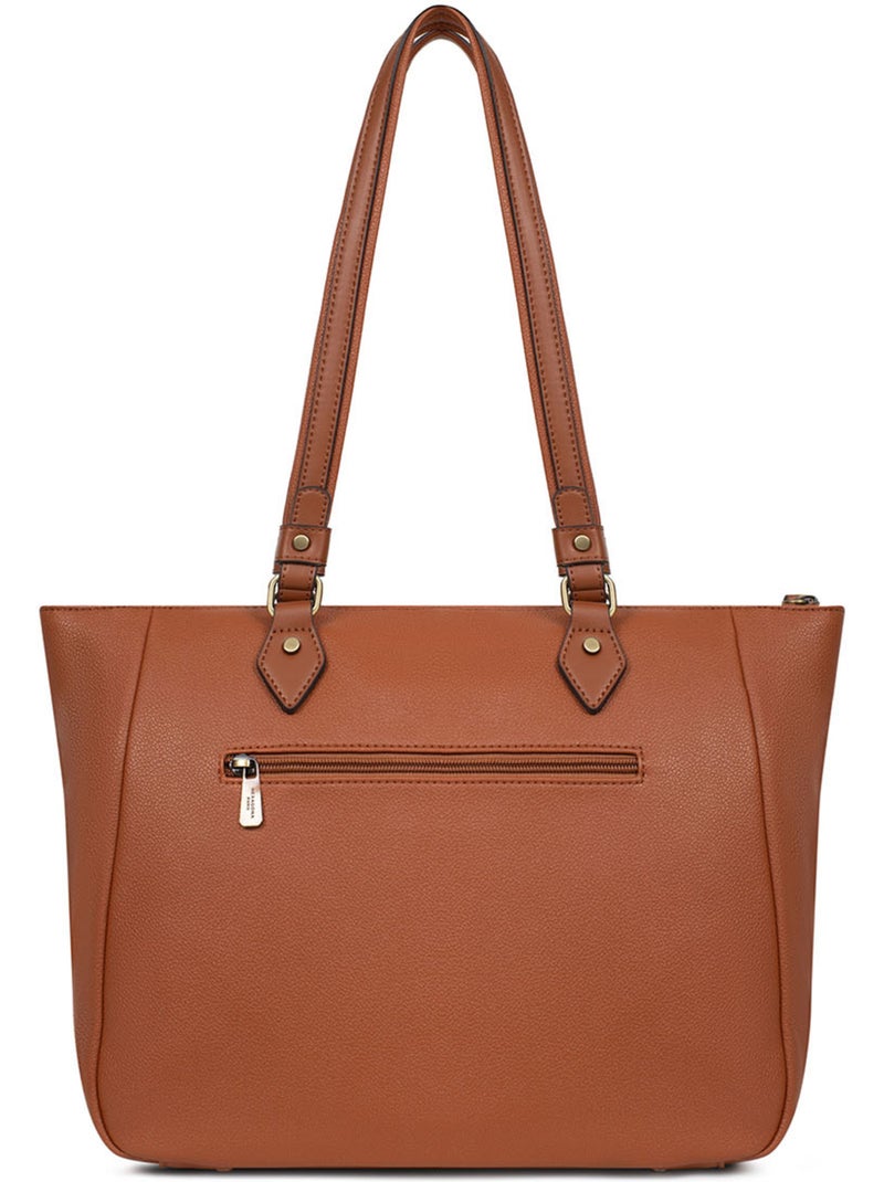 Bolsa de mano con asa para el hombro - a4 ronda hexagona Cognac - Kiabi