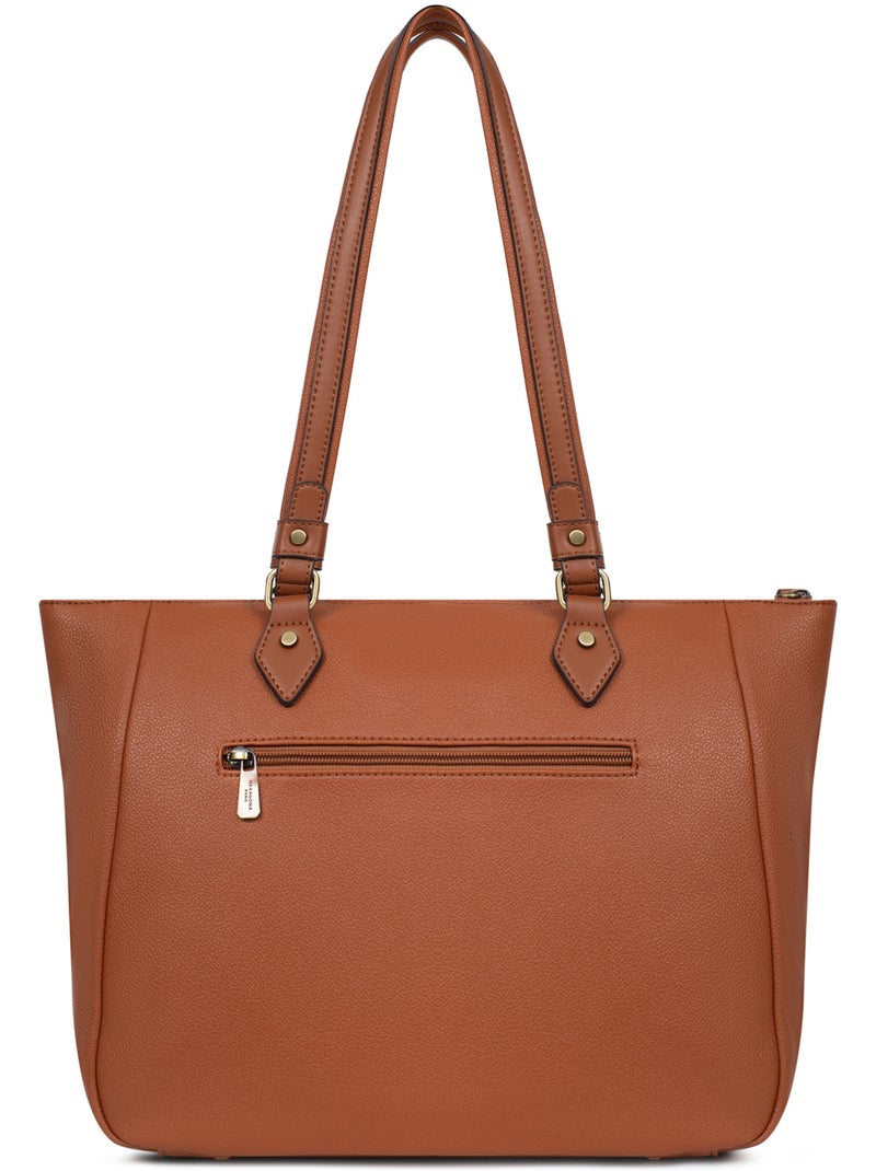 Bolsa de mano con asa para el hombro - a4 ronda hexagona Cognac - Kiabi