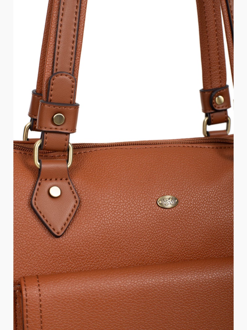Bolsa de mano con asa para el hombro - a4 ronda hexagona Cognac - Kiabi