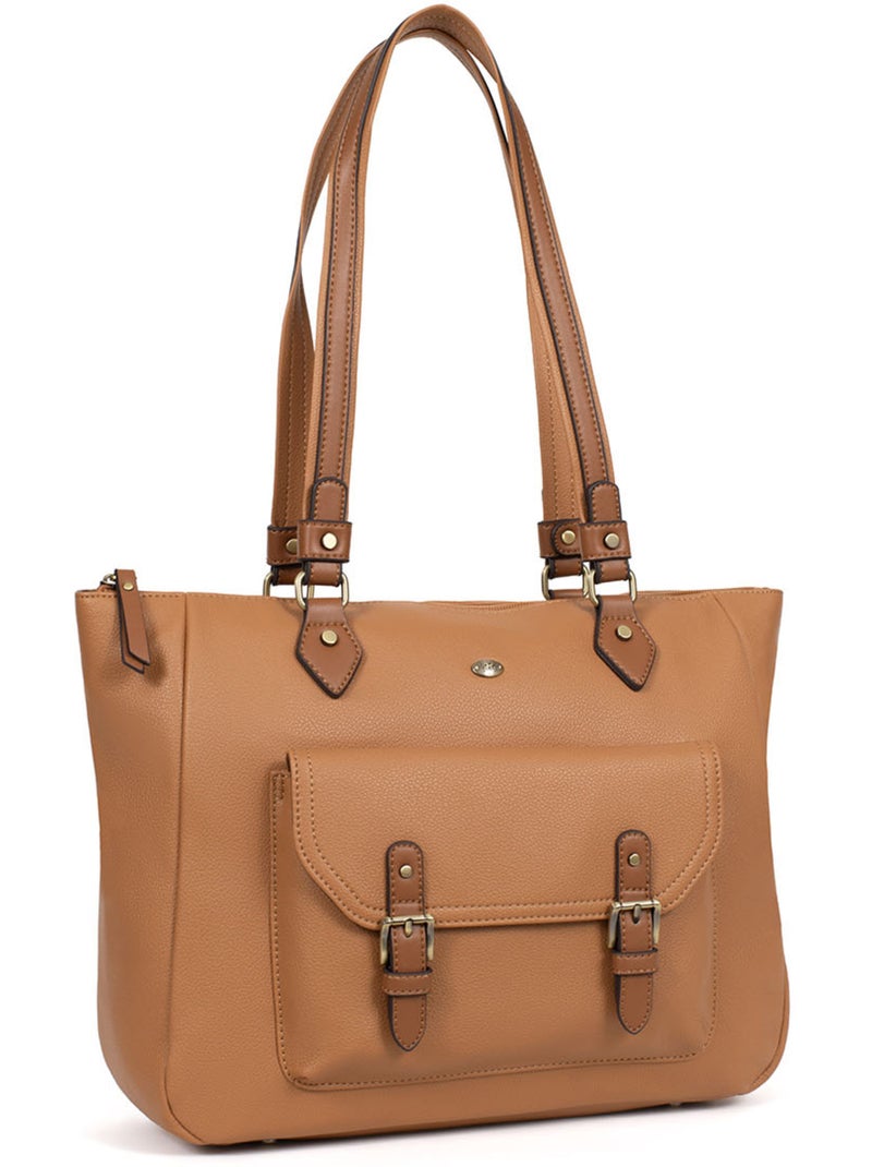 Bolsa de mano con asa para el hombro - a4 ronda hexagona Marrón claro - Kiabi