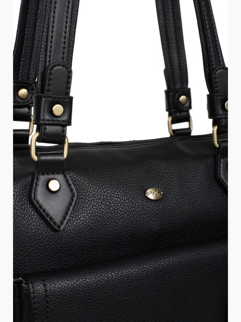 Bolsa de mano con asa para el hombro - a4 ronda hexagona Negro - Kiabi