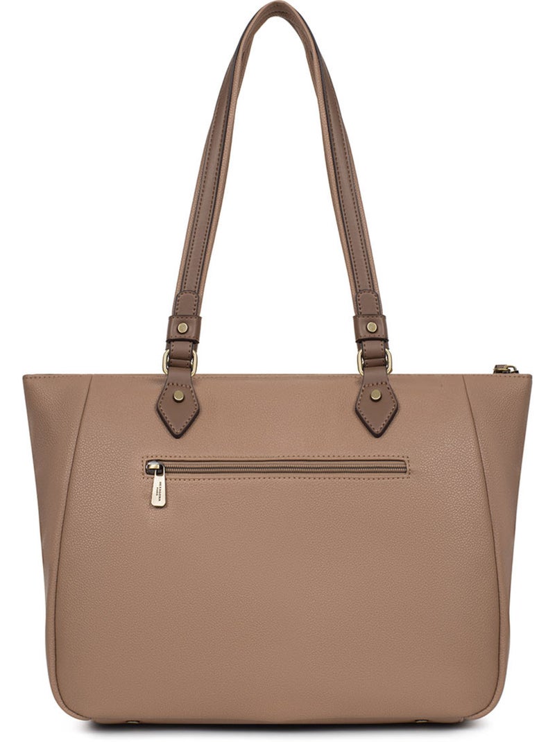 Bolsa de mano con asa para el hombro - a4 ronda hexagona Taupe - Kiabi