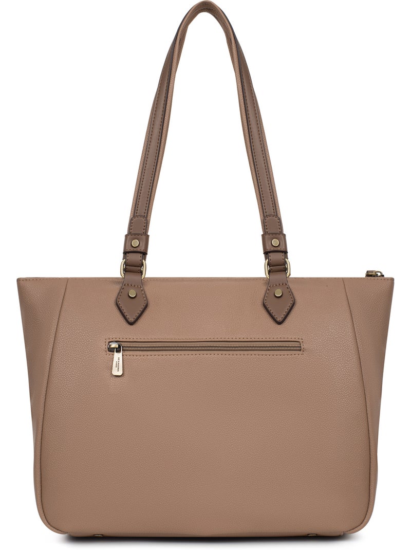Bolsa de mano con asa para el hombro - a4 ronda hexagona Taupe - Kiabi