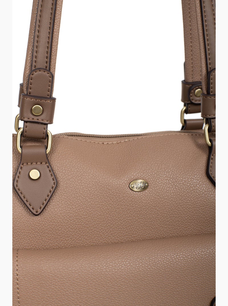 Bolsa de mano con asa para el hombro - a4 ronda hexagona Taupe - Kiabi