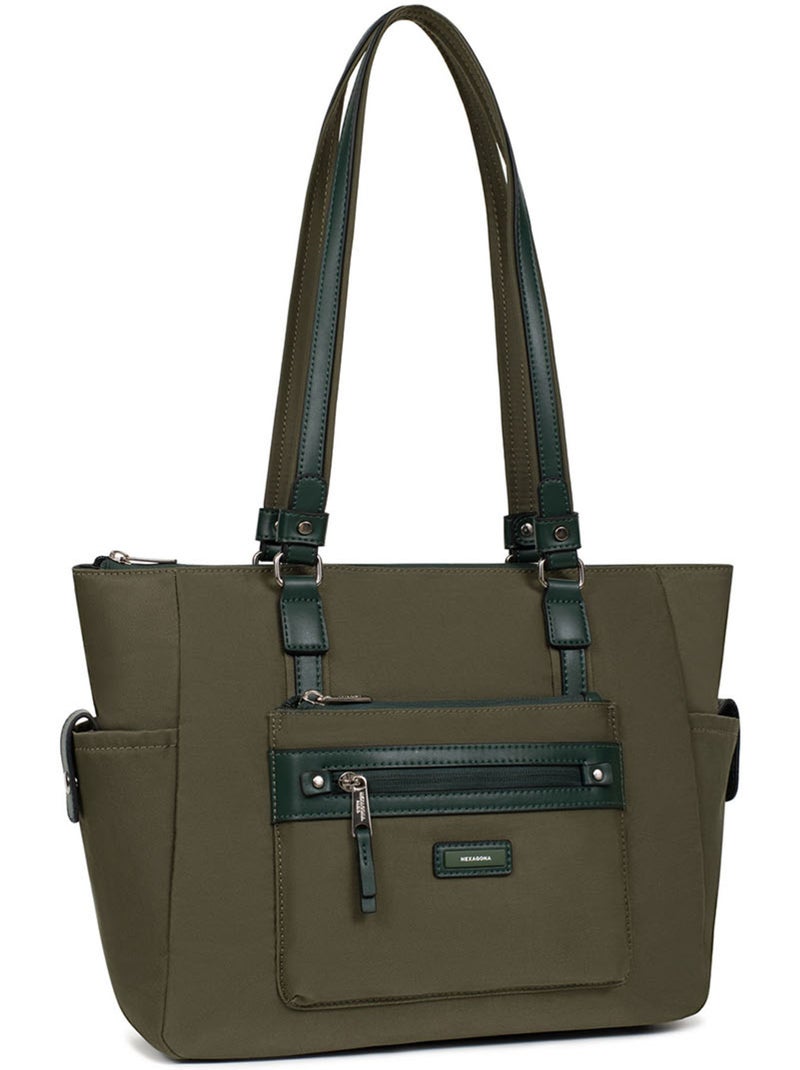 Bolsa de mano con asa para el hombro - a4 yona hexagona Caqui - Kiabi