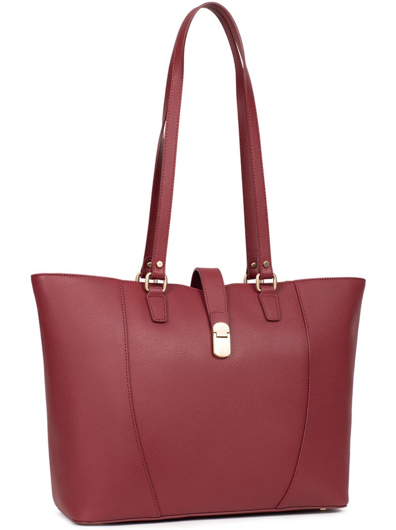 Bolsa de mano con asas - a4 - cuero aude hexagona Rojo carmín - Kiabi