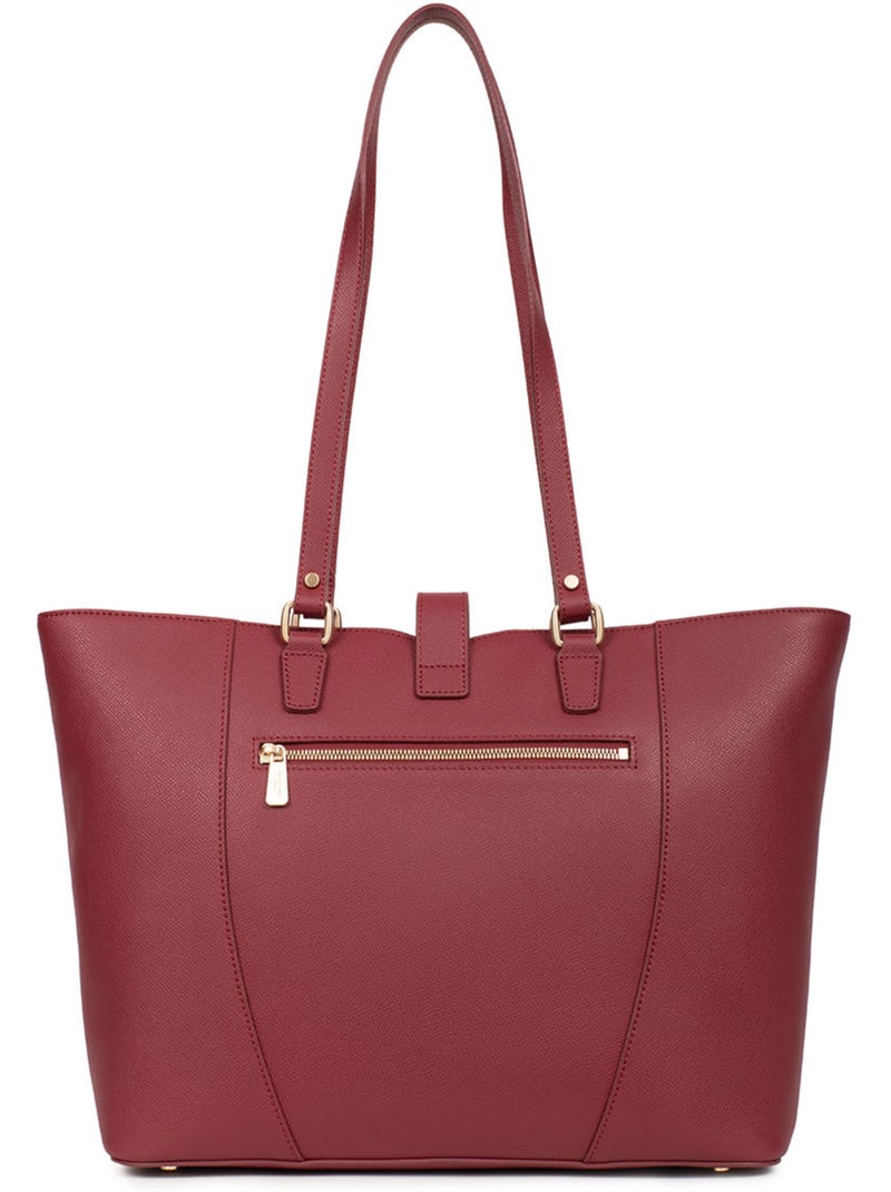 Bolsa de mano con asas - a4 - cuero aude hexagona Rojo carmín - Kiabi