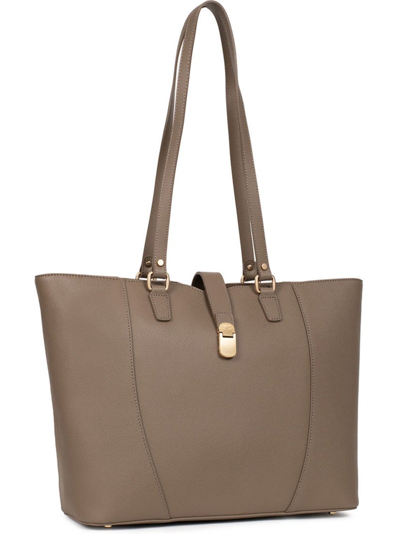 Bolsa de mano con asas - a4 - cuero aude hexagona Taupe - Kiabi
