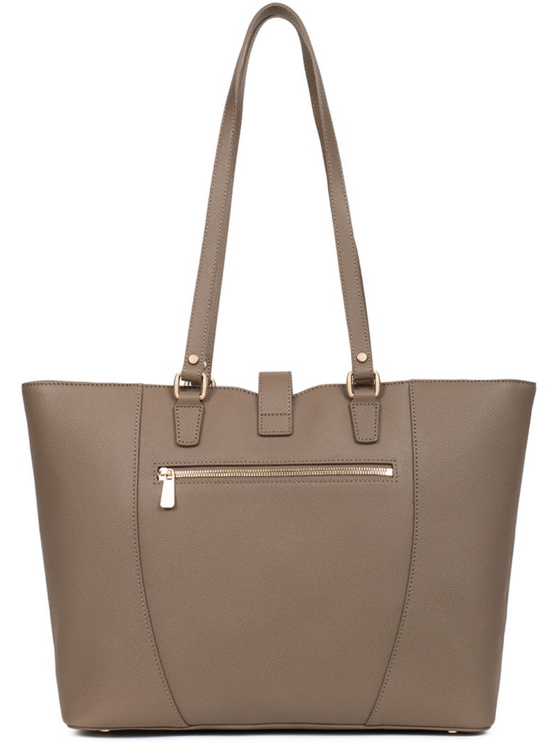 Bolsa de mano con asas - a4 - cuero aude hexagona Taupe - Kiabi