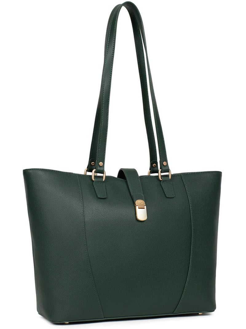 Bolsa de mano con asas - a4 - cuero aude hexagona Verde oscuro - Kiabi