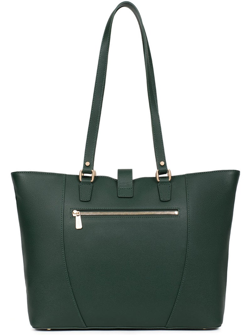 Bolsa de mano con asas - a4 - cuero aude hexagona Verde oscuro - Kiabi
