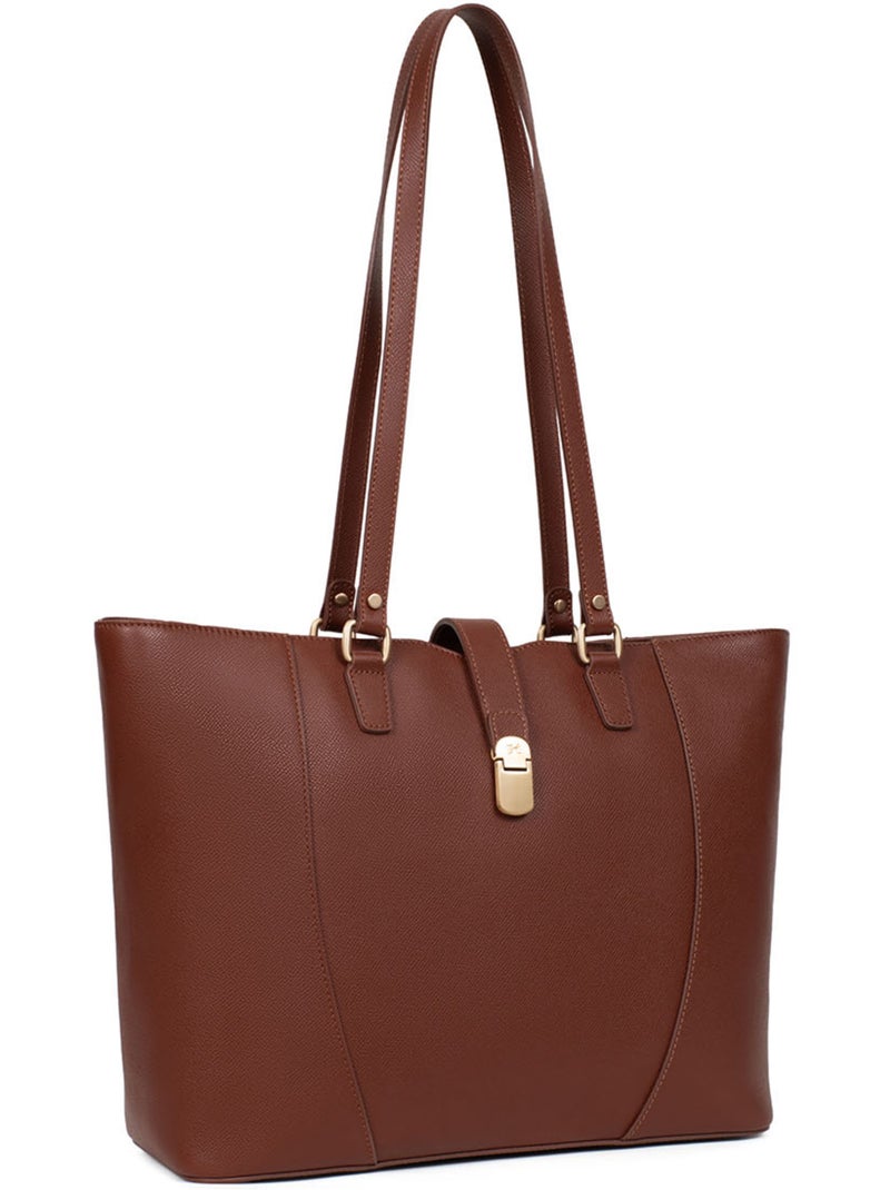 Bolsa de mano con asas - A4 - Cuero AUDE Marrón - Kiabi