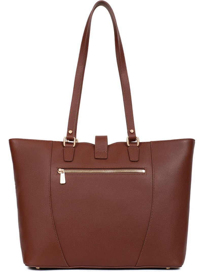 Bolsa de mano con asas - A4 - Cuero AUDE Marrón - Kiabi