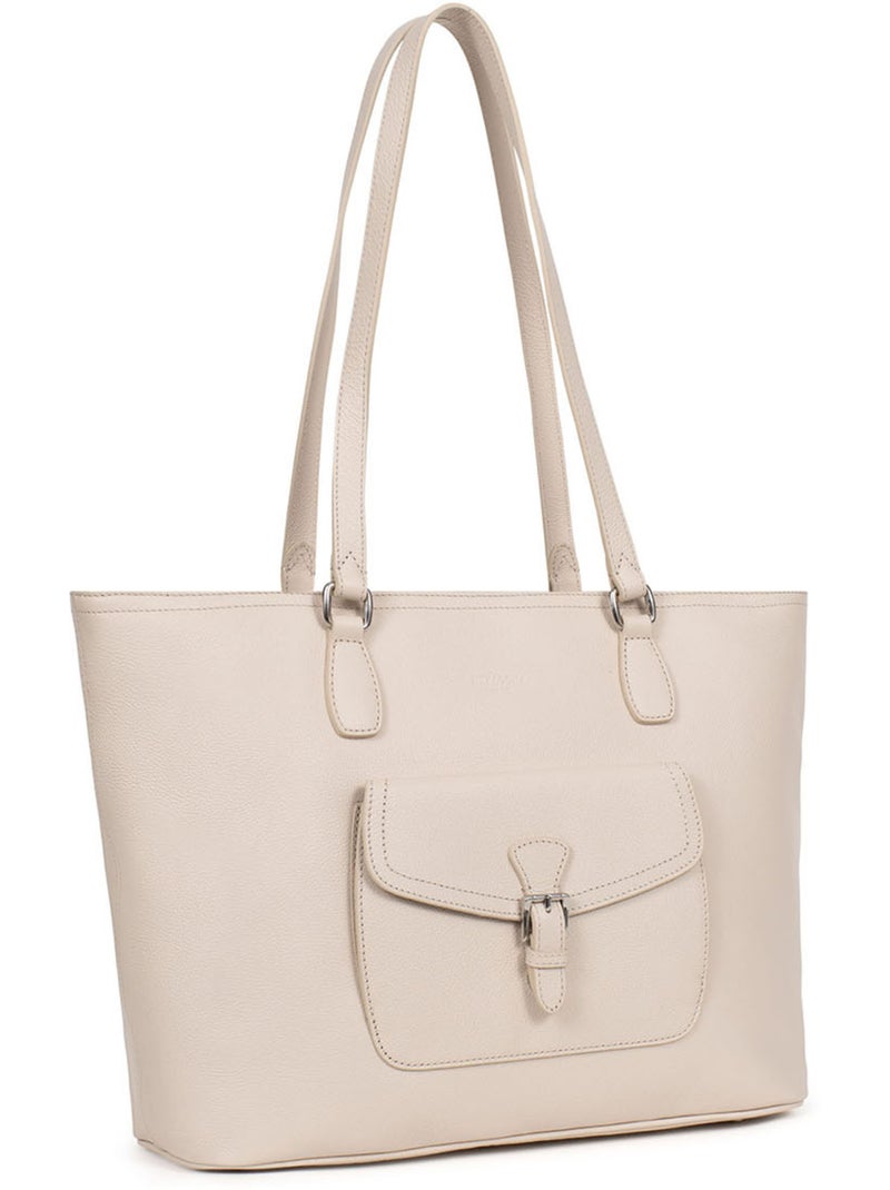 Bolsa de mano con asas - a4 - cuero mirabelle hexagona Marfil - Kiabi