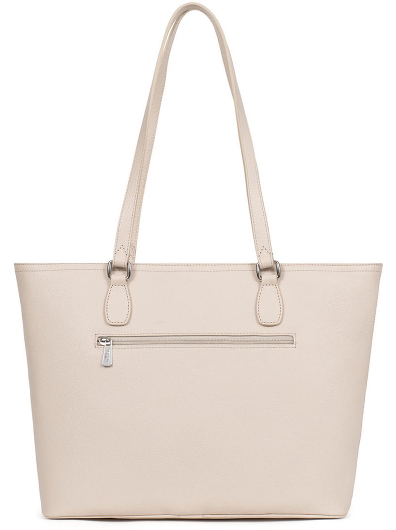 Bolsa de mano con asas - a4 - cuero mirabelle hexagona Marfil - Kiabi