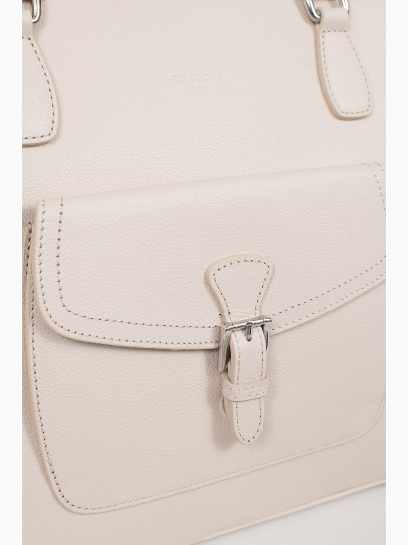 Bolsa de mano con asas - a4 - cuero mirabelle hexagona Marfil - Kiabi
