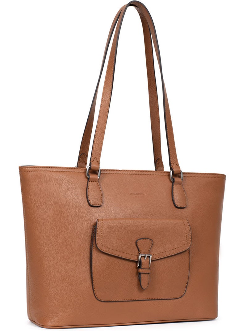 Bolsa de mano con asas - a4 - cuero mirabelle hexagona Marrón claro - Kiabi