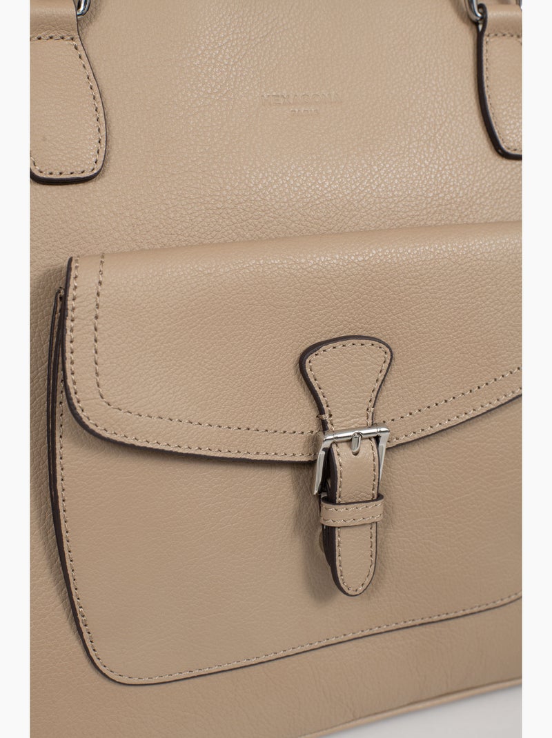 Bolsa de mano con asas - a4 - cuero mirabelle hexagona Marrón glaseado - Kiabi