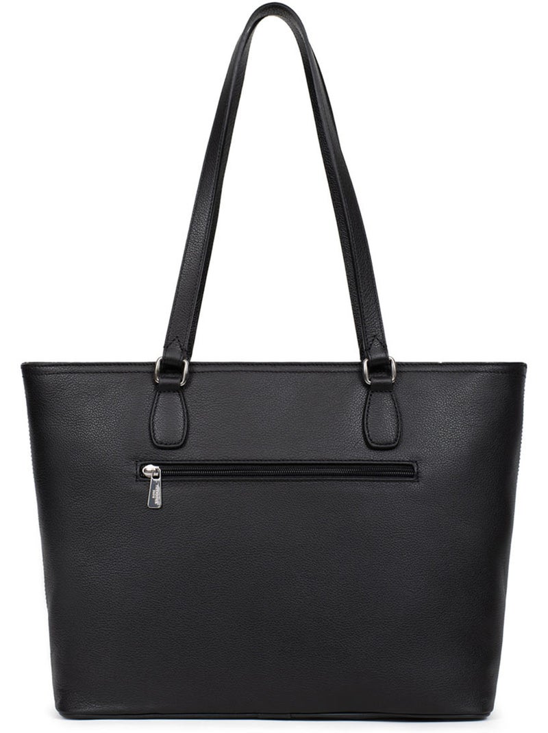 Bolsa de mano con asas - a4 - cuero mirabelle hexagona Negro - Kiabi