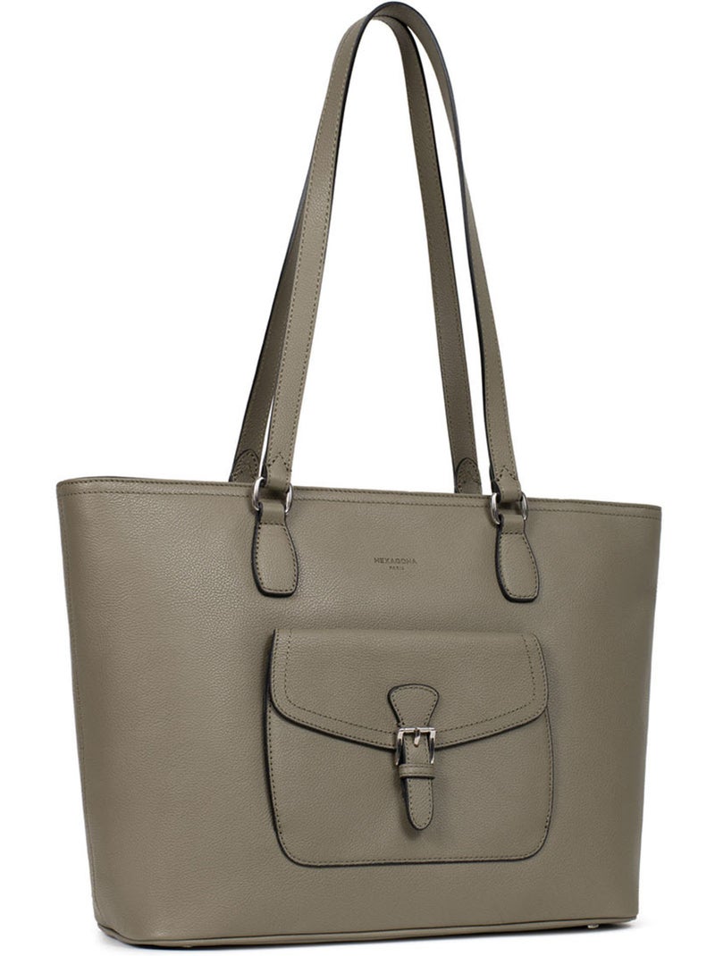 Bolsa de mano con asas - a4 - cuero mirabelle hexagona Verde oliva - Kiabi