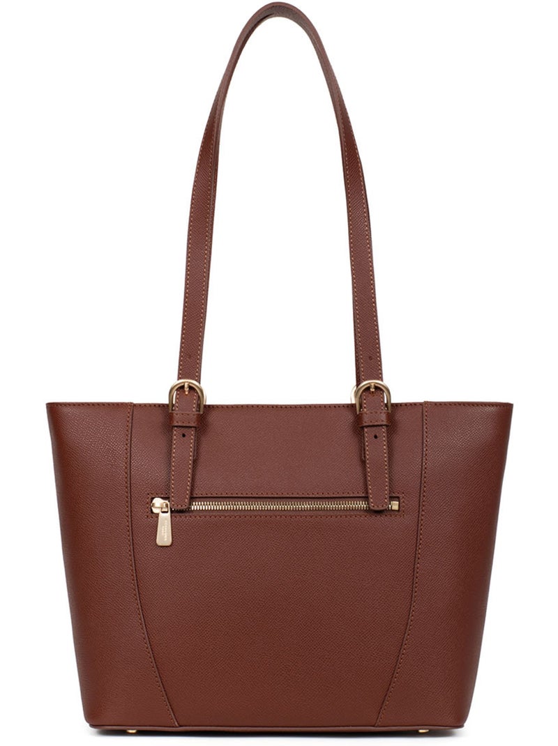 Bolsa de mano con asas - cuero aude hexagona Marrón - Kiabi