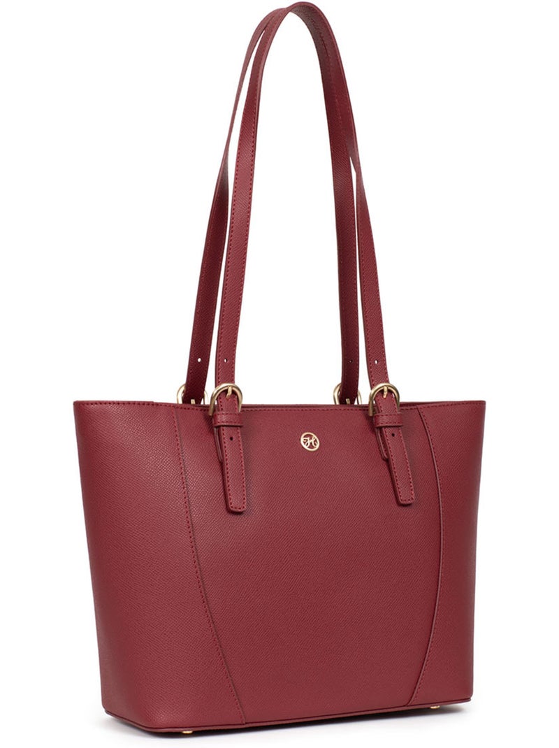 Bolsa de mano con asas - cuero aude hexagona Rojo carmín - Kiabi