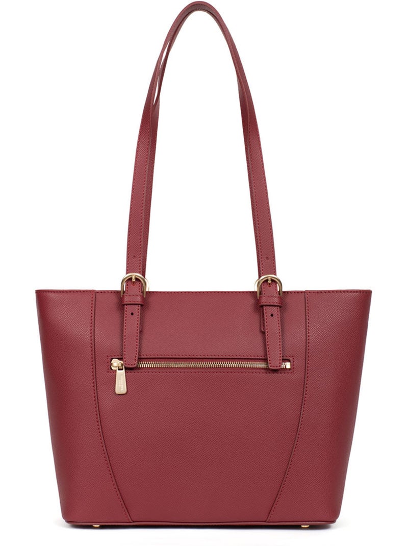 Bolsa de mano con asas - cuero aude hexagona Rojo carmín - Kiabi