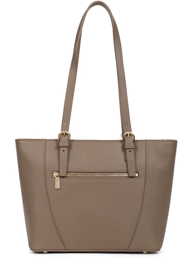 Bolsa de mano con asas - cuero aude hexagona Taupe - Kiabi