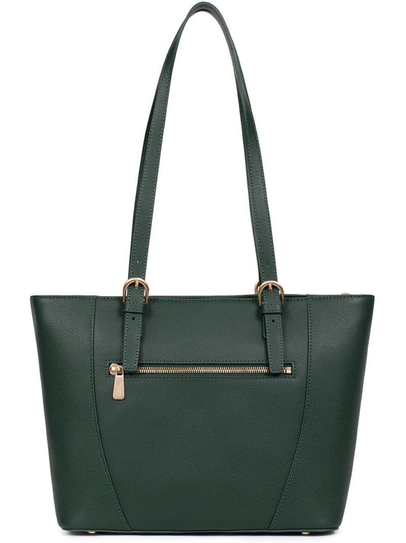 Bolsa de mano con asas - cuero aude hexagona Verde oscuro - Kiabi