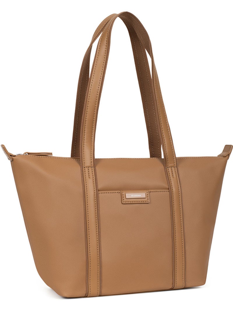 Bolsa de mano con asas - mediana joyce hexagona Marrón claro - Kiabi