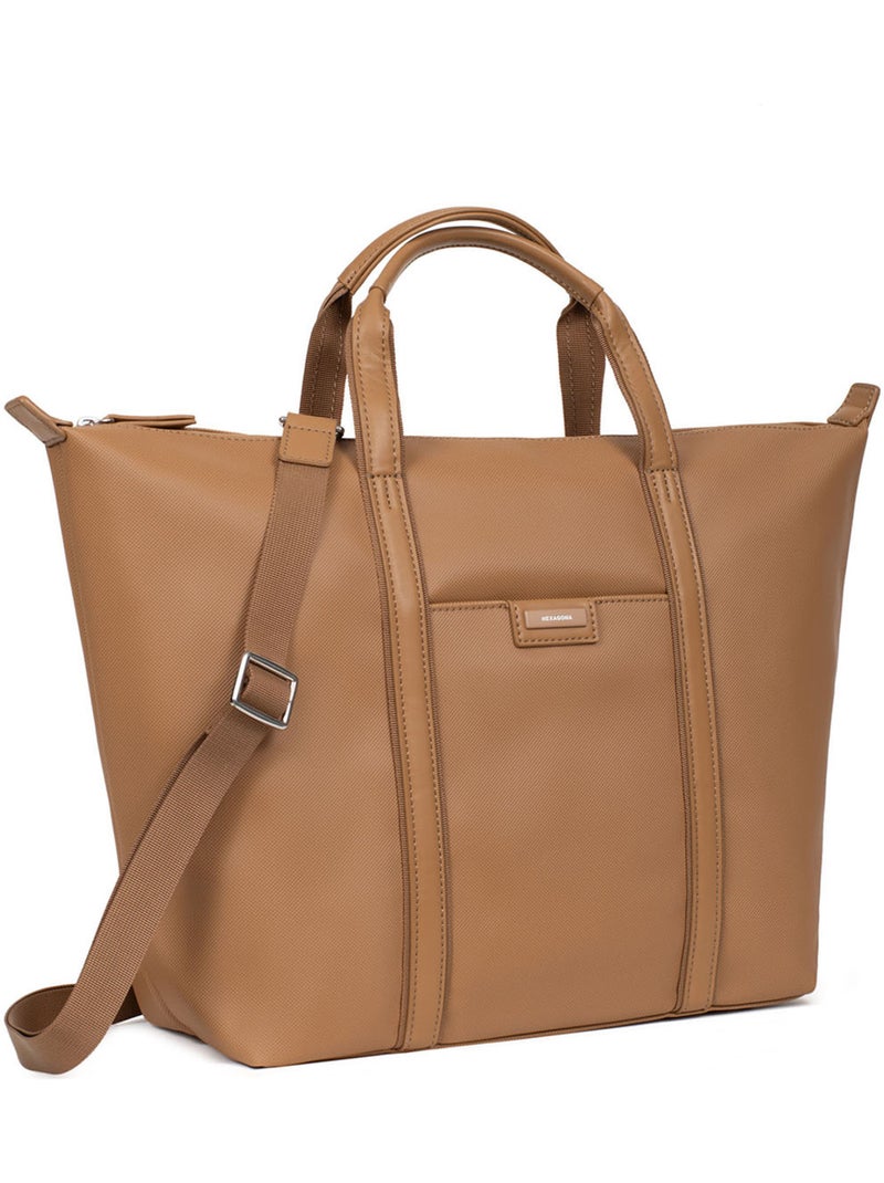 Bolsa de mano tipo cabas - a4 - grande joyce hexagona Marrón claro - Kiabi