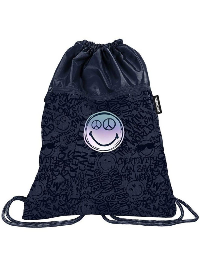Bolsa de natación tipo mochila con cordones 45 cm - smiley world Violeta - Kiabi