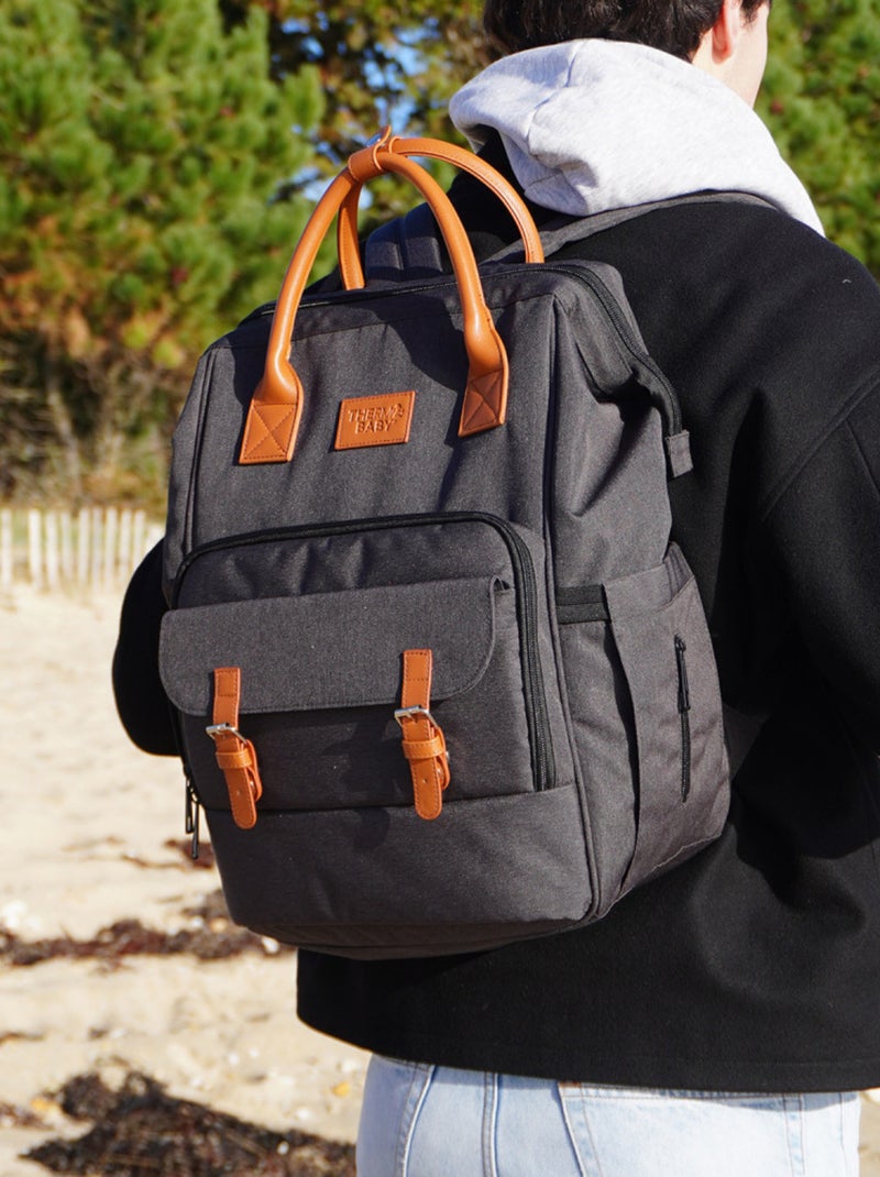 Bolsa de pañales de espalda Thermobaby ESCAPADE 20 L 3 bolsillos isotérmicos y cambiador Gris - Kiabi