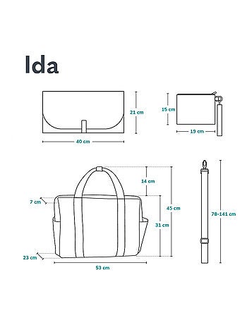 Bolsa de pañales LIONELO Ida Daily - Gran capacidad - Correa para el hombro - Materiales de alta cal