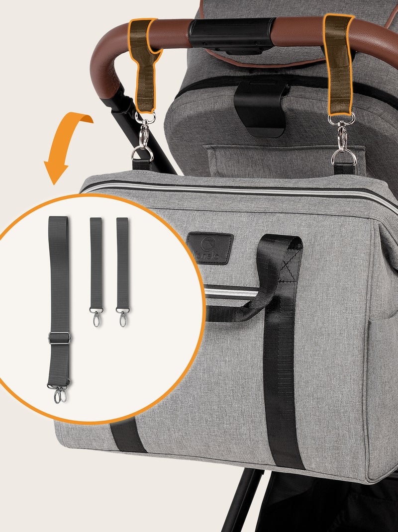 Bolsa de pañales LIONELO Ida Daily - Gran capacidad - Correa para el hombro - Materiales de alta cal Gris - Kiabi