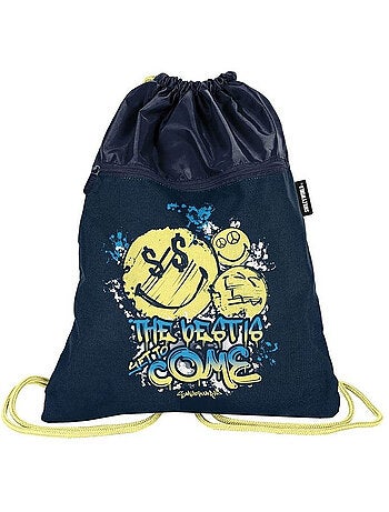 Bolsa de piscina con cordón 45 cm smiley world – bolsillo con cremallera