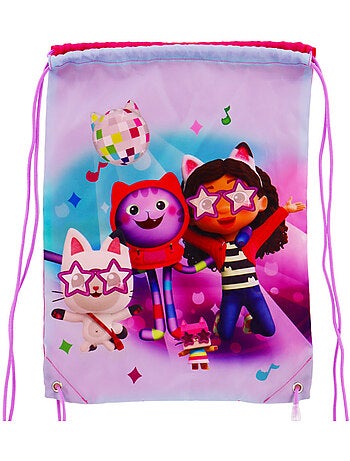 Bolsa de piscina con cordones la casa de muñecas de gabby degradado violeta y rosa 42 cm