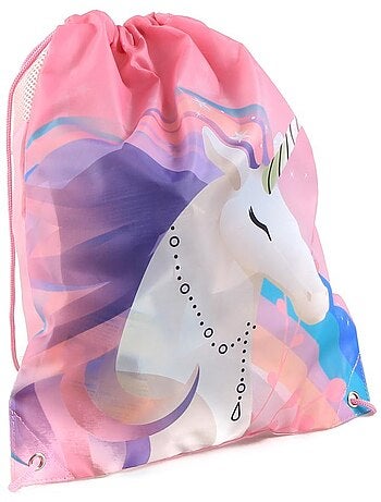Bolsa de piscina unicornio unicornio 40 cm con cordones y laterales de malla