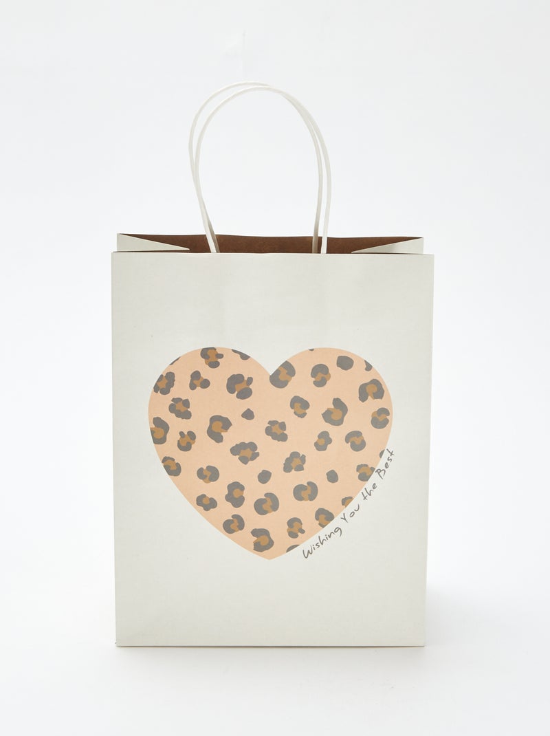 Bolsa de regalo con estampado 'corazón' Beige - Kiabi