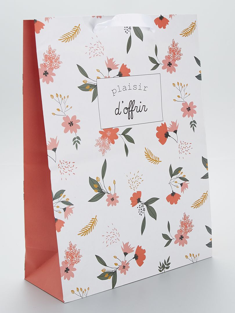 Bolsa de regalo de papel reciclado estampado flores - Kiabi