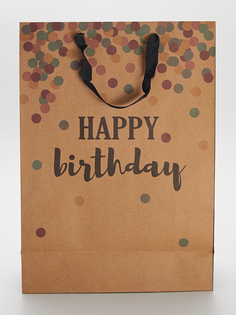 Bolsa de regalo 'Happy Birthday' MARRON - Kiabi
