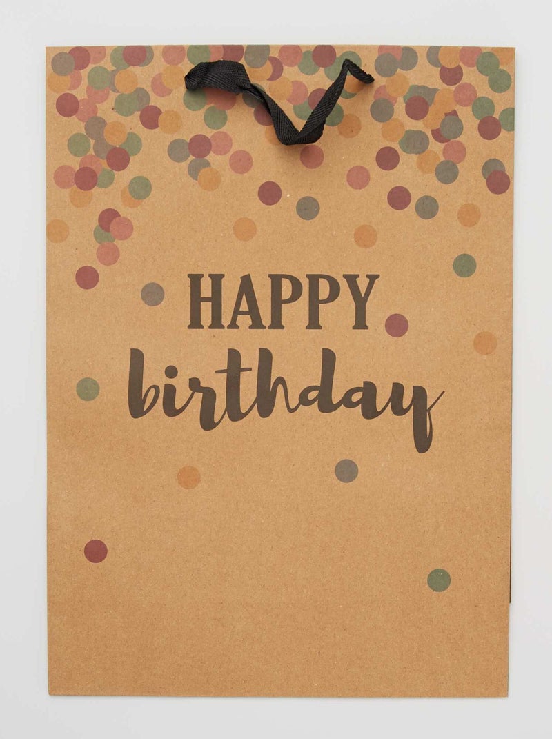 Bolsa de regalo 'Happy Birthday' MARRON - Kiabi